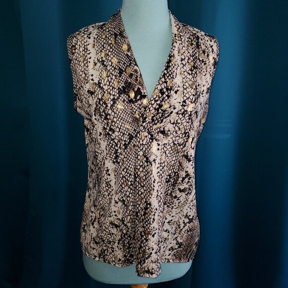 Snakeskin Stretchy w/ gold Metallic blouse – M - Picture 1 of 7